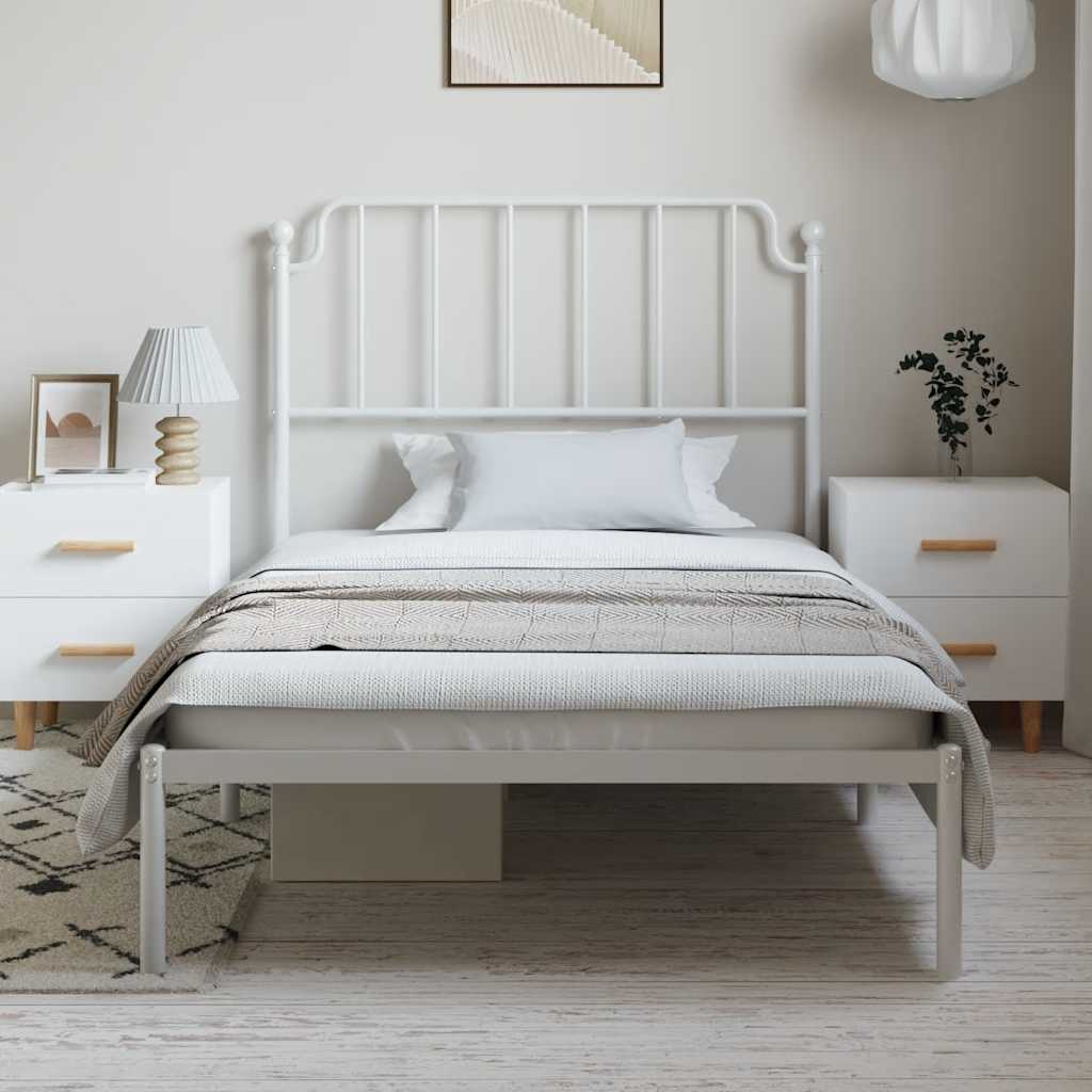 Cadre de lit métal sans matelas et tête de lit blanc 100x190 cm - XIOS