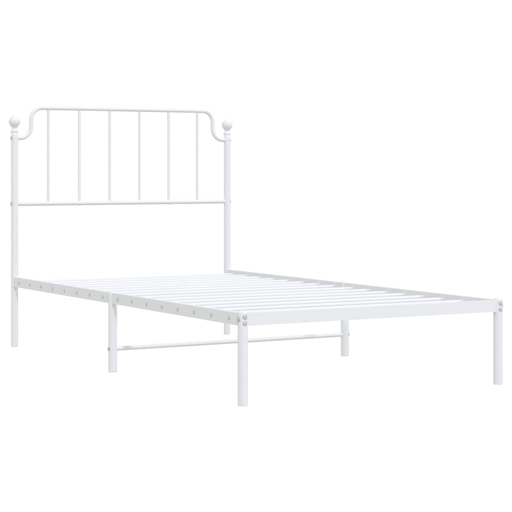 Cadre de lit métal sans matelas et tête de lit blanc 100x190 cm - XIOS