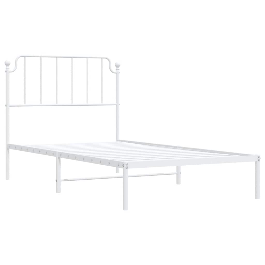 Cadre de lit métal sans matelas et tête de lit blanc 100x200 cm - XIOS