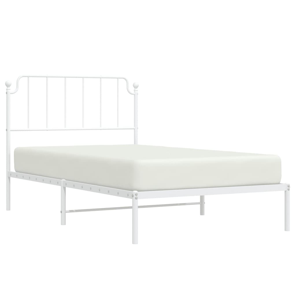 Cadre de lit métal sans matelas et tête de lit blanc 107x203 cm - XIOS