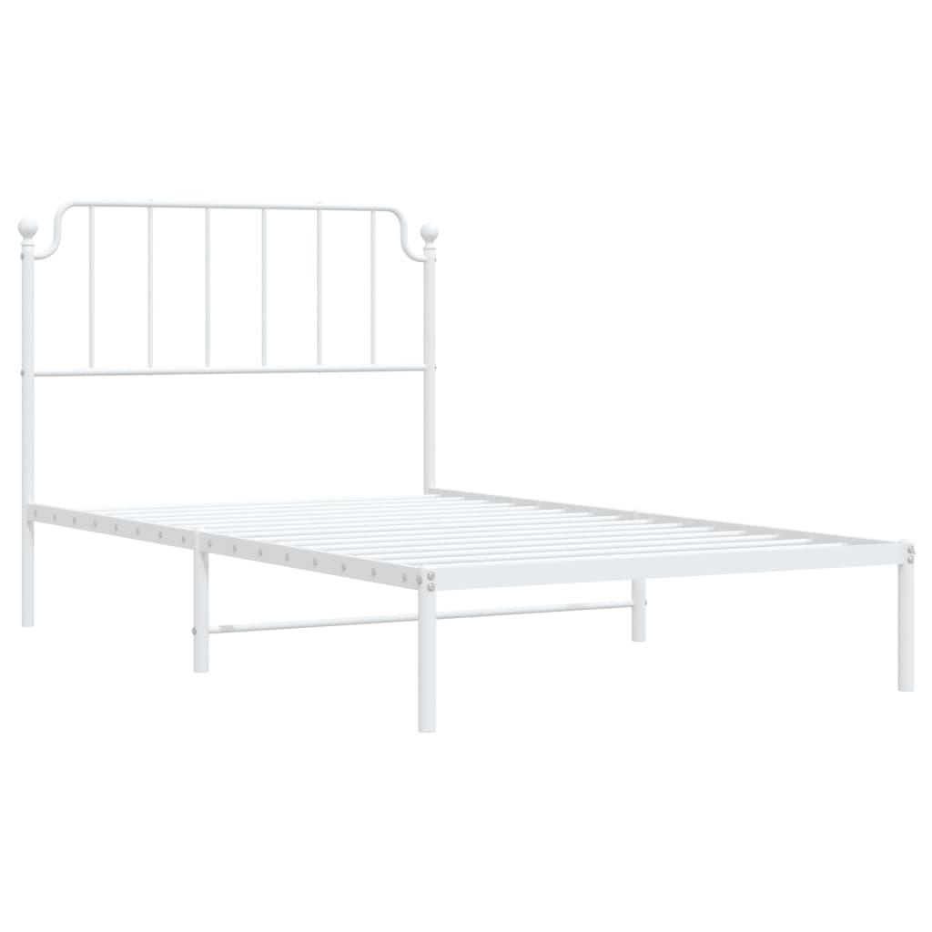 Cadre de lit métal sans matelas et tête de lit blanc 107x203 cm - XIOS