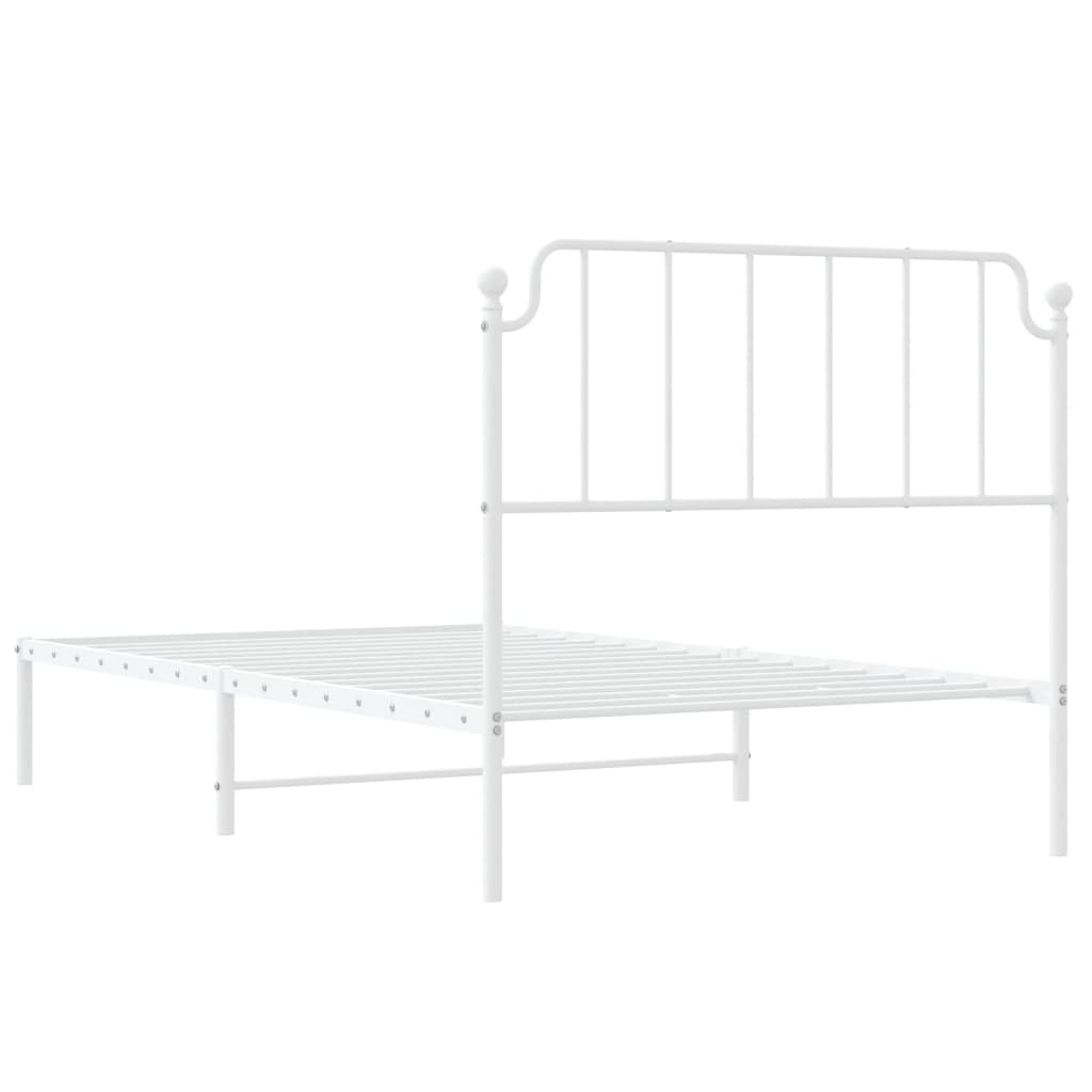 Cadre de lit métal sans matelas et tête de lit blanc 107x203 cm - XIOS