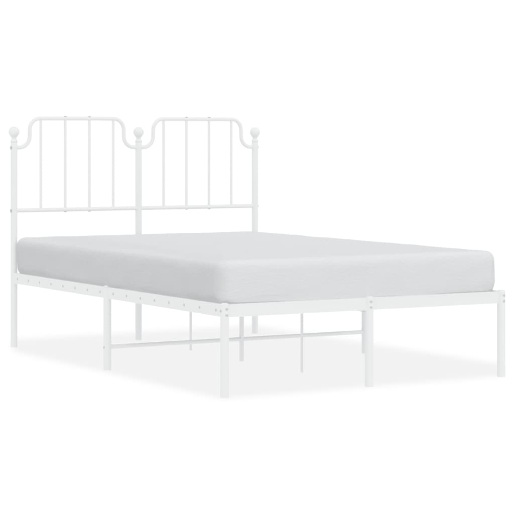 Cadre de lit métal sans matelas et tête de lit blanc 120x190 cm - XIOS