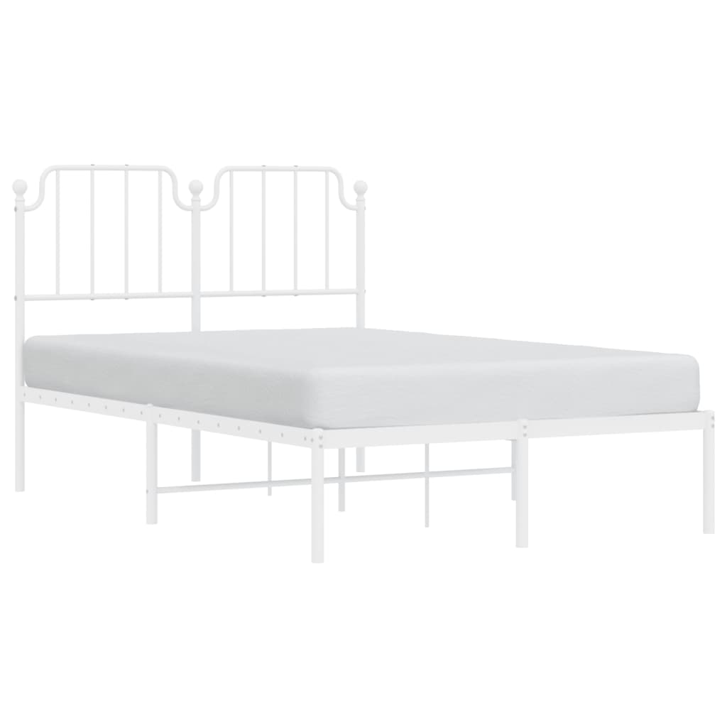 Cadre de lit métal sans matelas et tête de lit blanc 120x190 cm - XIOS