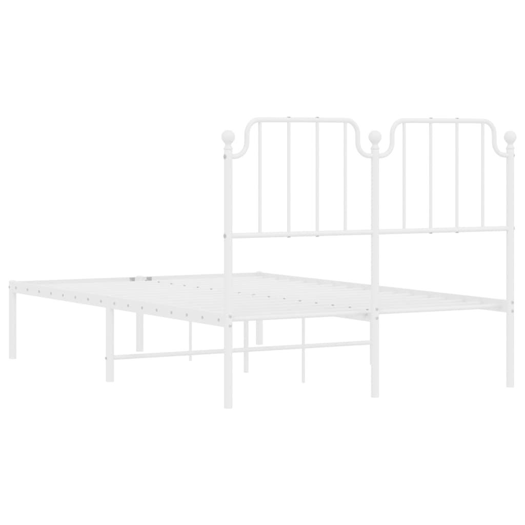 Cadre de lit métal sans matelas et tête de lit blanc 120x190 cm - XIOS