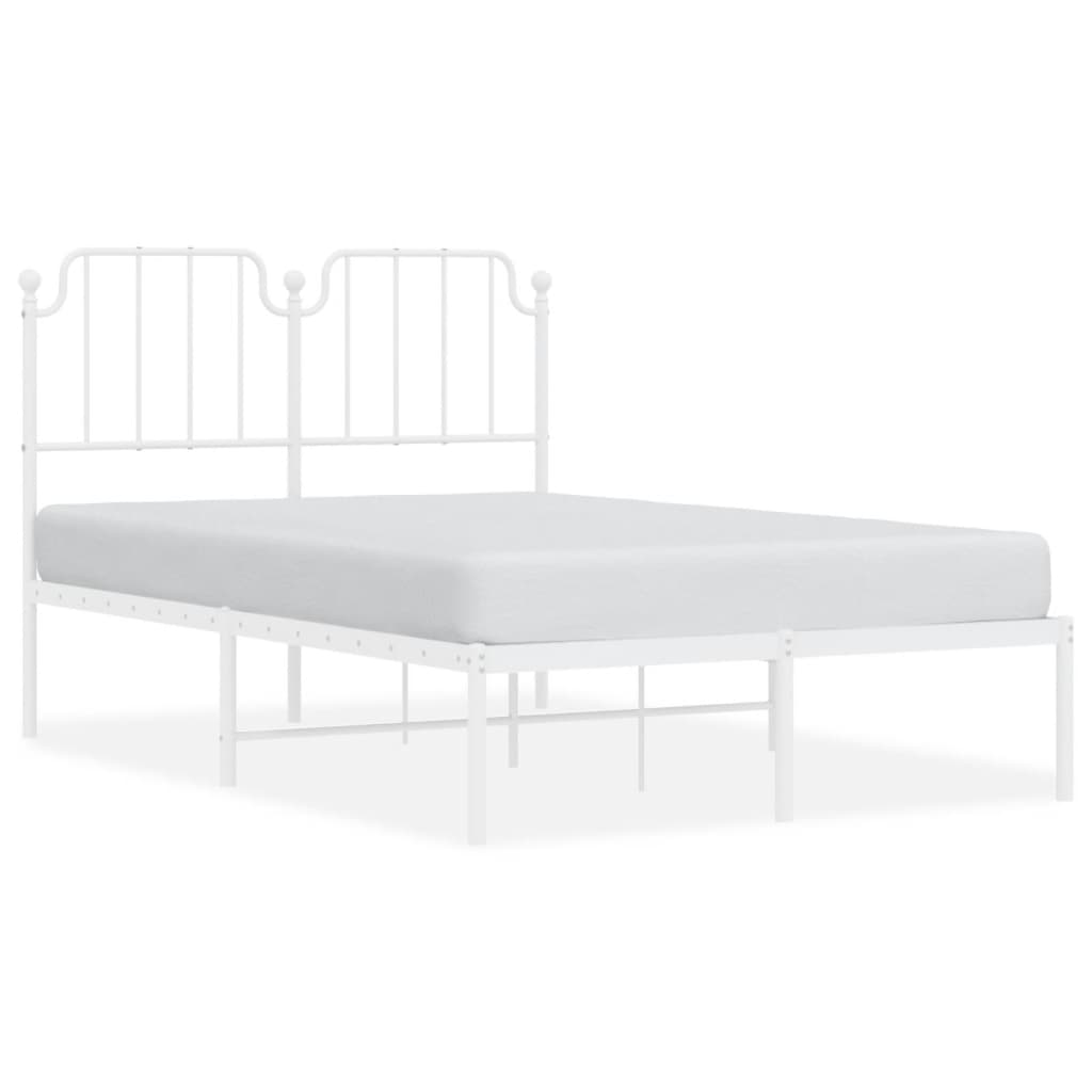 Cadre de lit métal sans matelas et tête de lit blanc 120x200 cm - XIOS