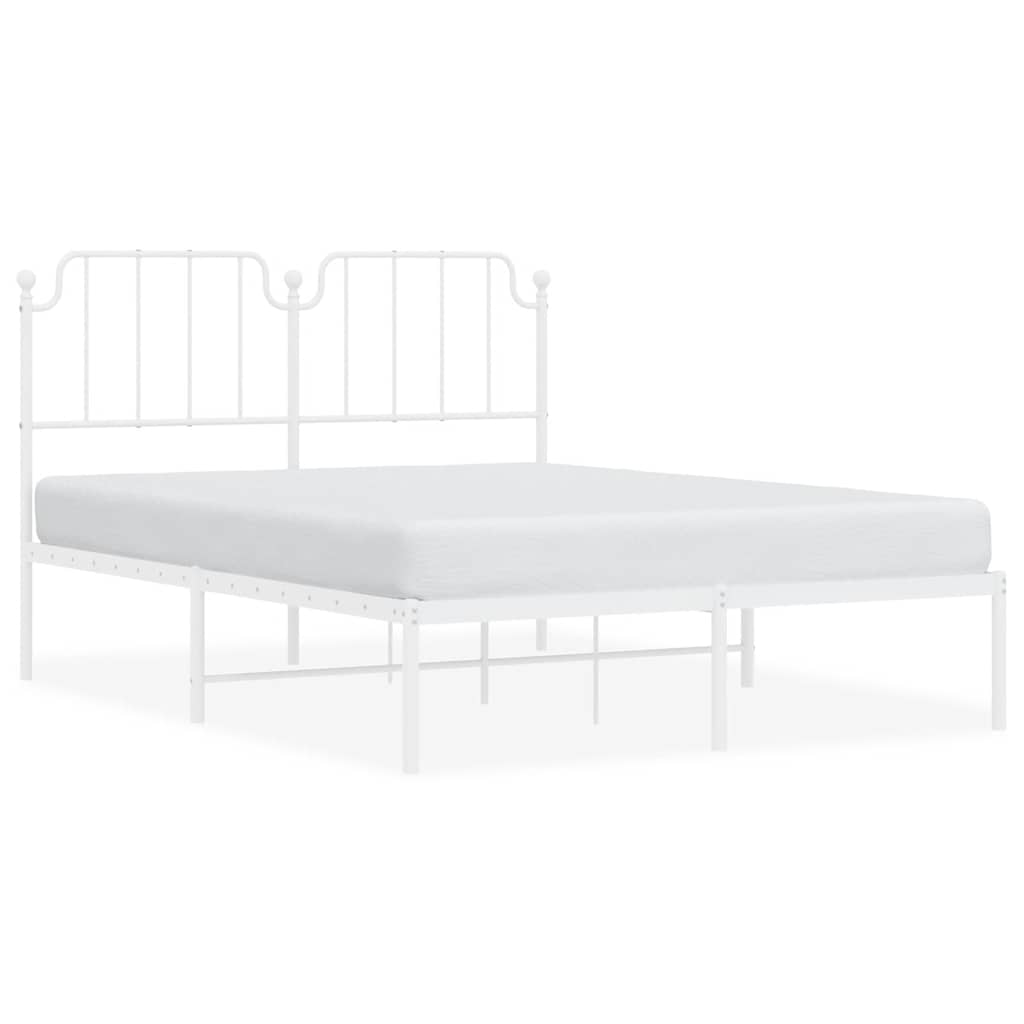 Cadre de lit métal sans matelas et tête de lit blanc 150x200 cm - XIOS