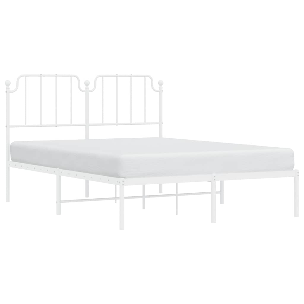Cadre de lit métal sans matelas et tête de lit blanc 150x200 cm - XIOS