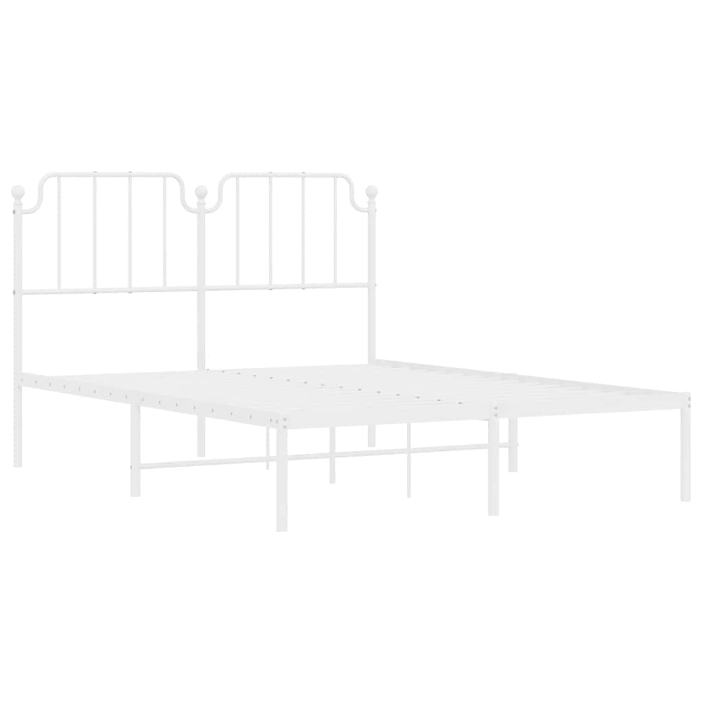 Cadre de lit métal sans matelas et tête de lit blanc 150x200 cm - XIOS