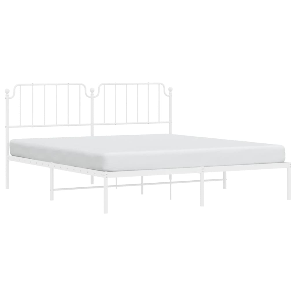 Cadre de lit métal sans matelas et tête de lit blanc 160x200 cm - XIOS