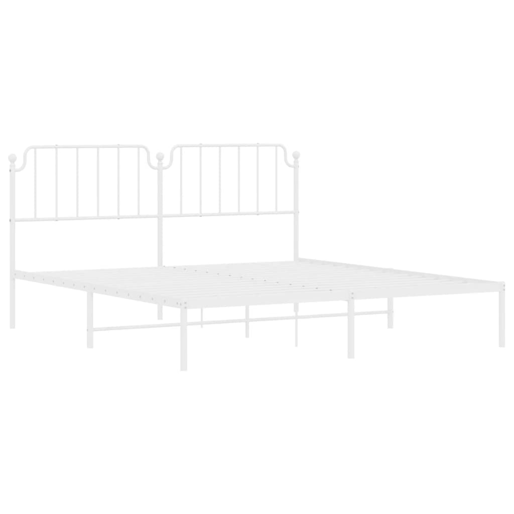 Cadre de lit métal sans matelas et tête de lit blanc 160x200 cm - XIOS