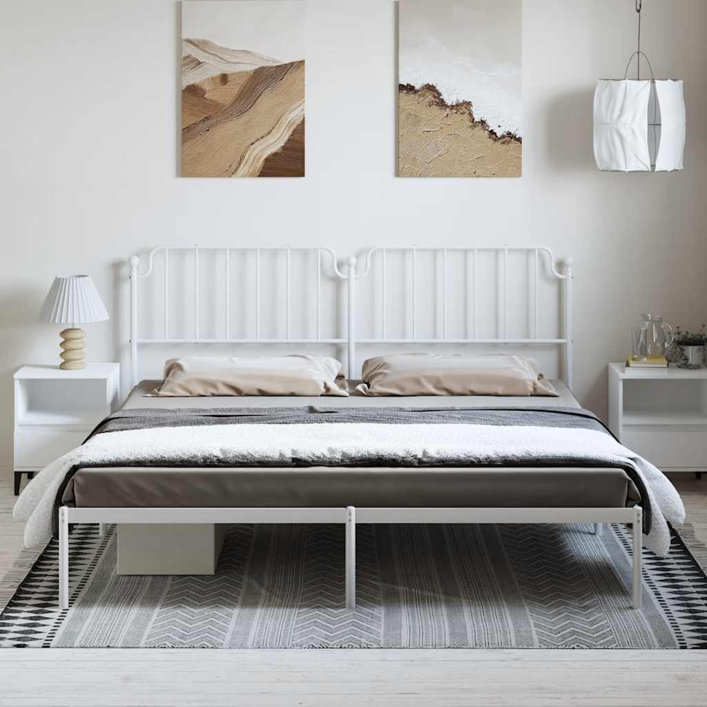 Cadre de lit métal sans matelas et tête de lit blanc 183x213 cm - XIOS