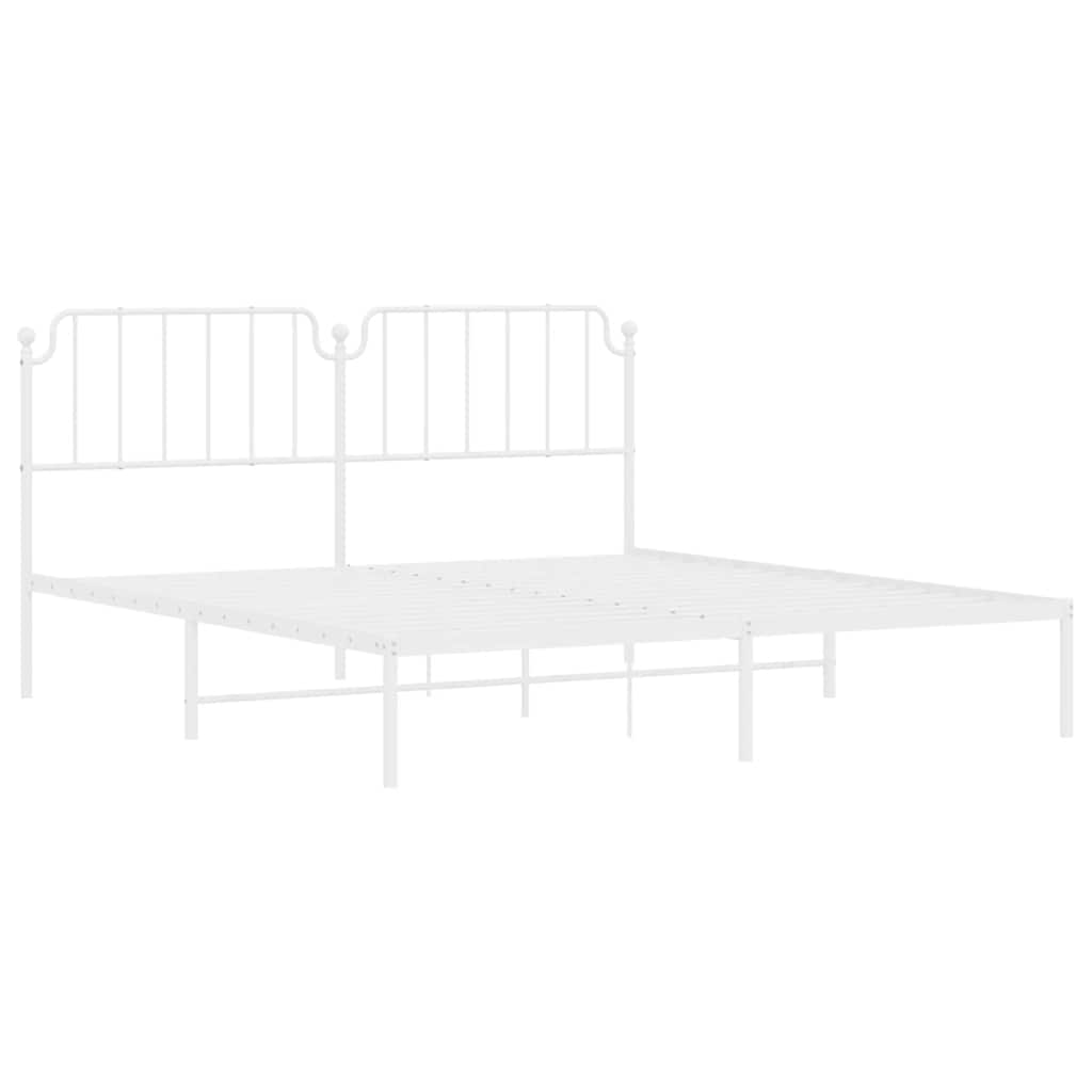 Cadre de lit métal sans matelas et tête de lit blanc 183x213 cm - XIOS