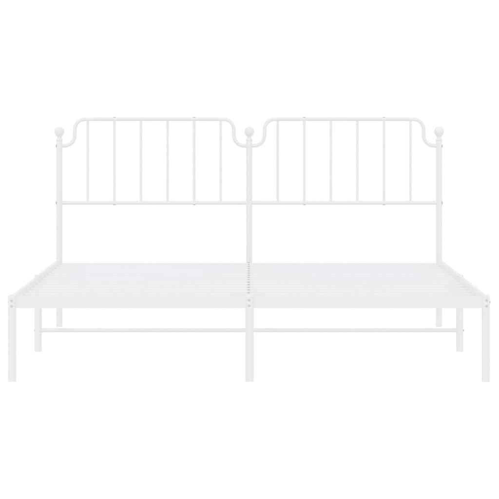 Cadre de lit métal sans matelas et tête de lit blanc 183x213 cm - XIOS