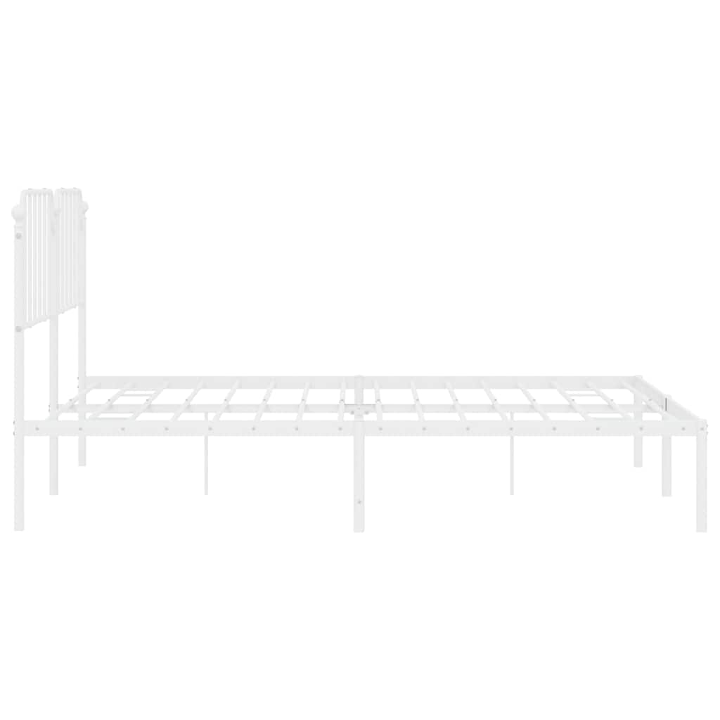 Cadre de lit métal sans matelas et tête de lit blanc 183x213 cm - XIOS