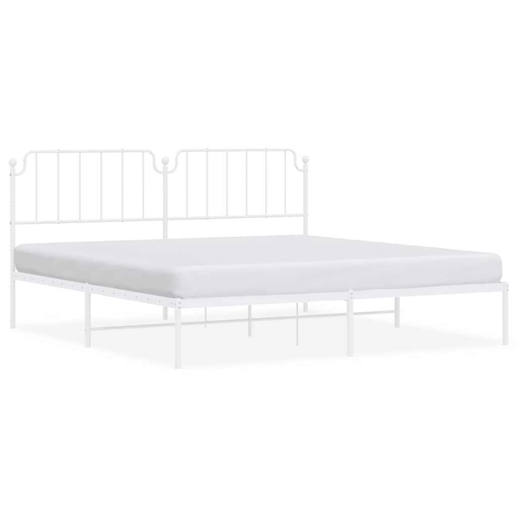 Cadre de lit métal sans matelas et tête de lit blanc 193x203 cm - XIOS