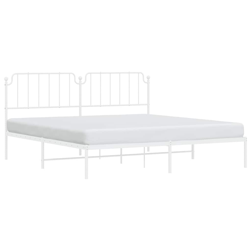 Cadre de lit métal sans matelas et tête de lit blanc 193x203 cm - XIOS