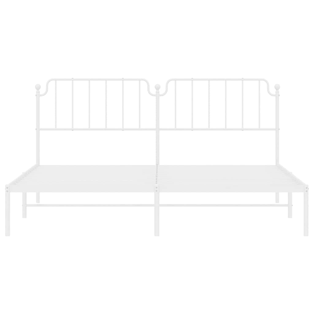 Cadre de lit métal sans matelas et tête de lit blanc 193x203 cm - XIOS