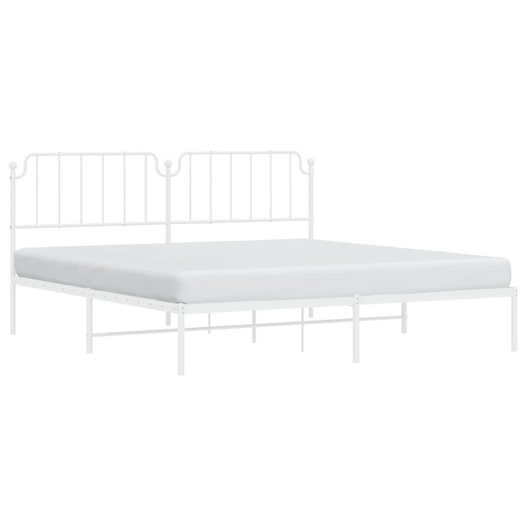 Cadre de lit métal sans matelas et tête de lit blanc 200x200 cm - XIOS