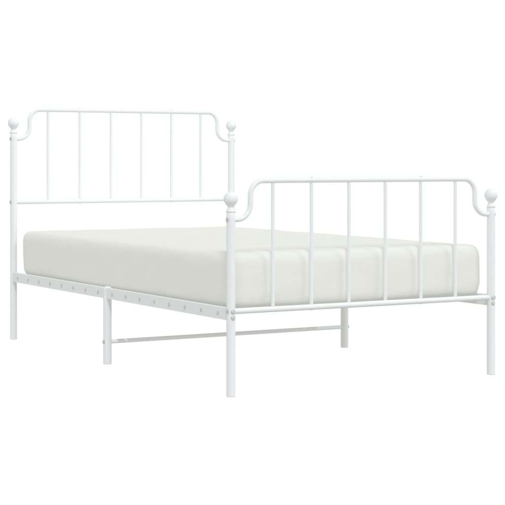 Cadre de lit métal sans matelas et pied de lit blanc 107x203 cm - XIOS