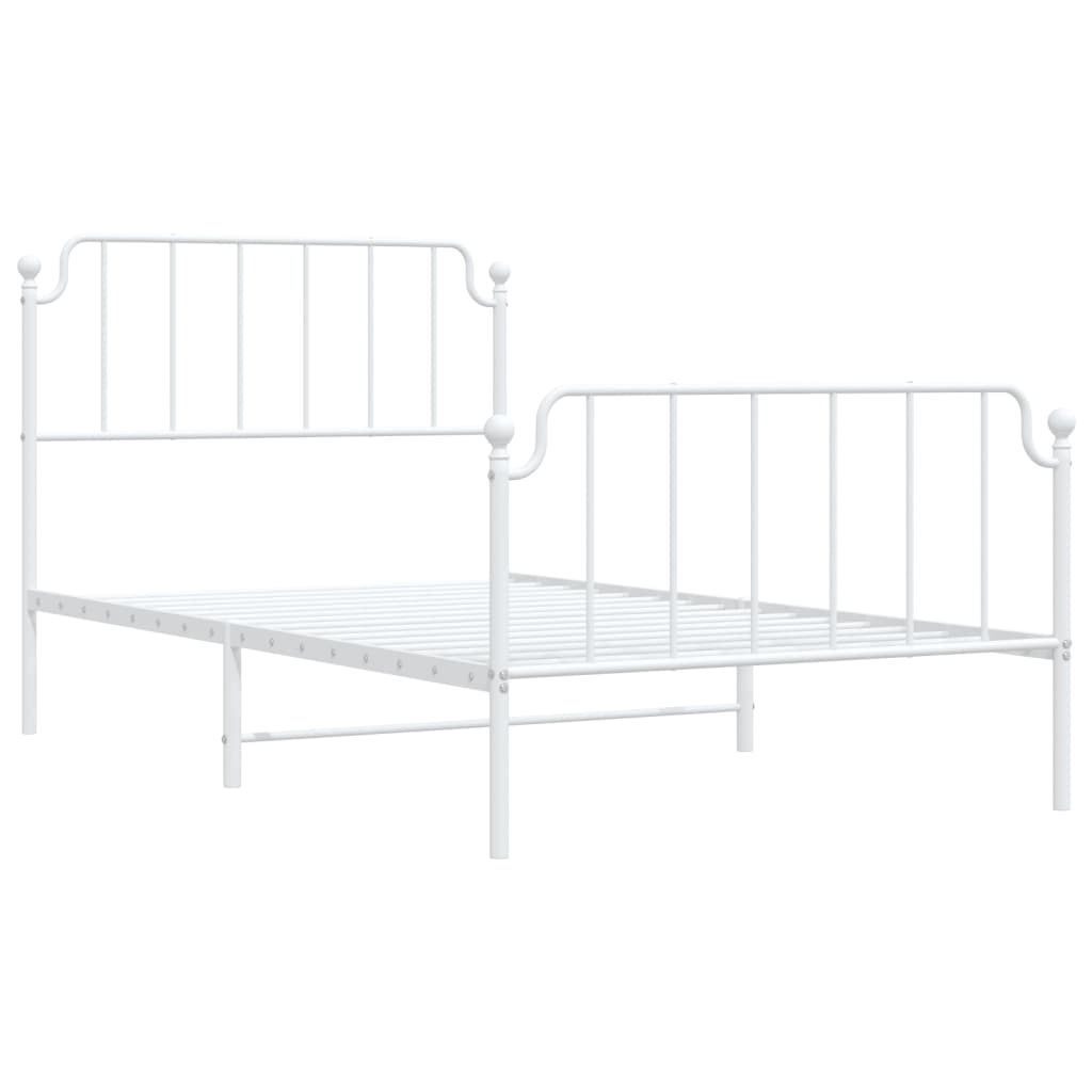 Cadre de lit métal sans matelas et pied de lit blanc 107x203 cm - XIOS