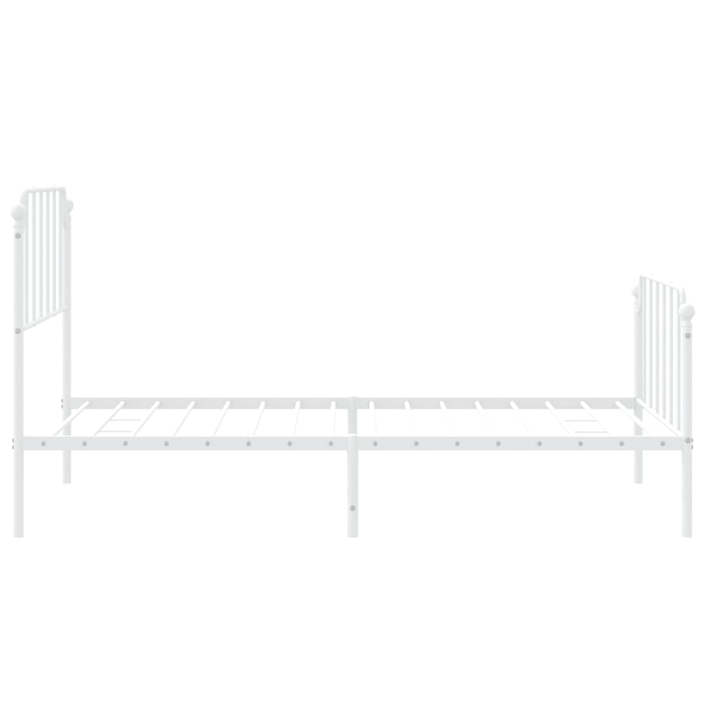 Cadre de lit métal sans matelas et pied de lit blanc 107x203 cm - XIOS