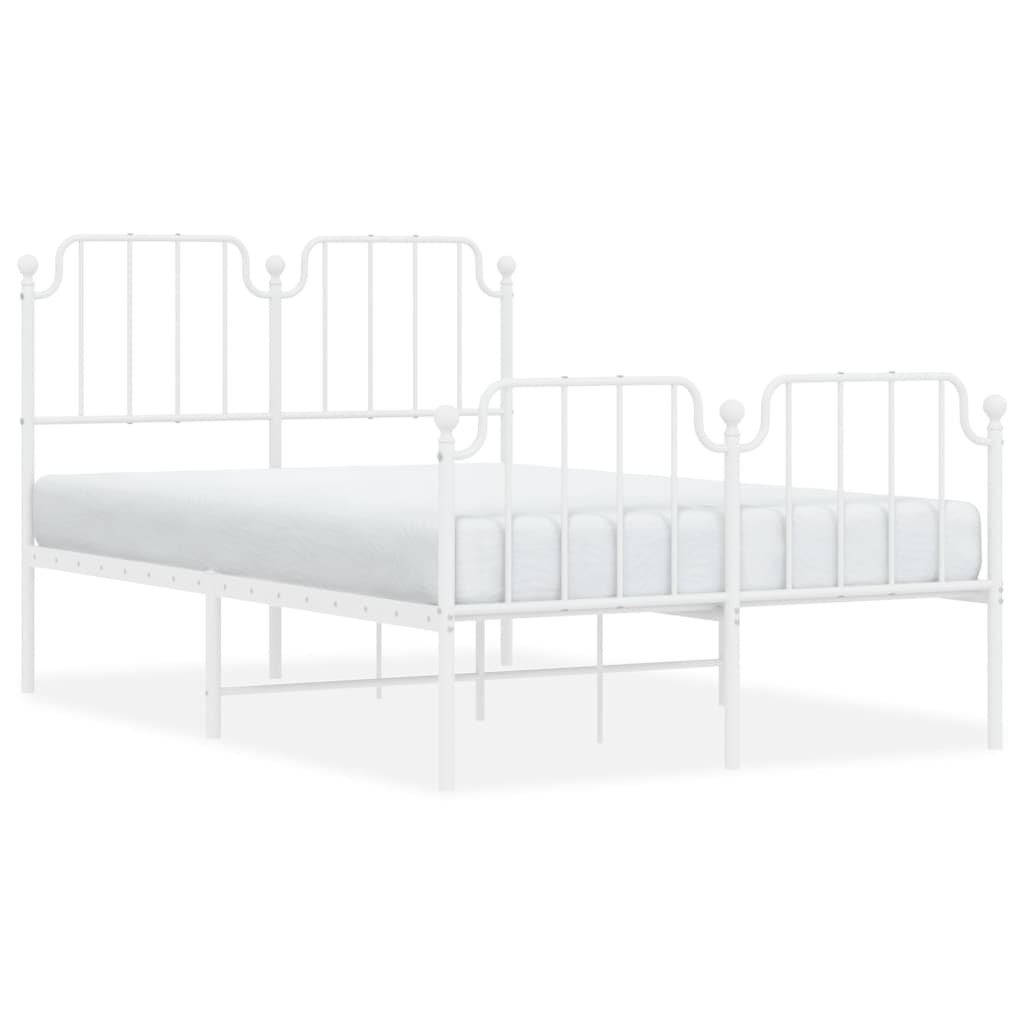 Cadre de lit métal sans matelas et pied de lit blanc 120x200 cm - XIOS