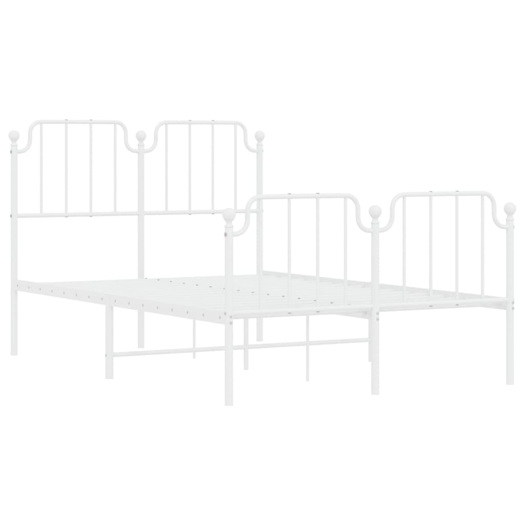 Cadre de lit métal sans matelas et pied de lit blanc 120x200 cm - XIOS