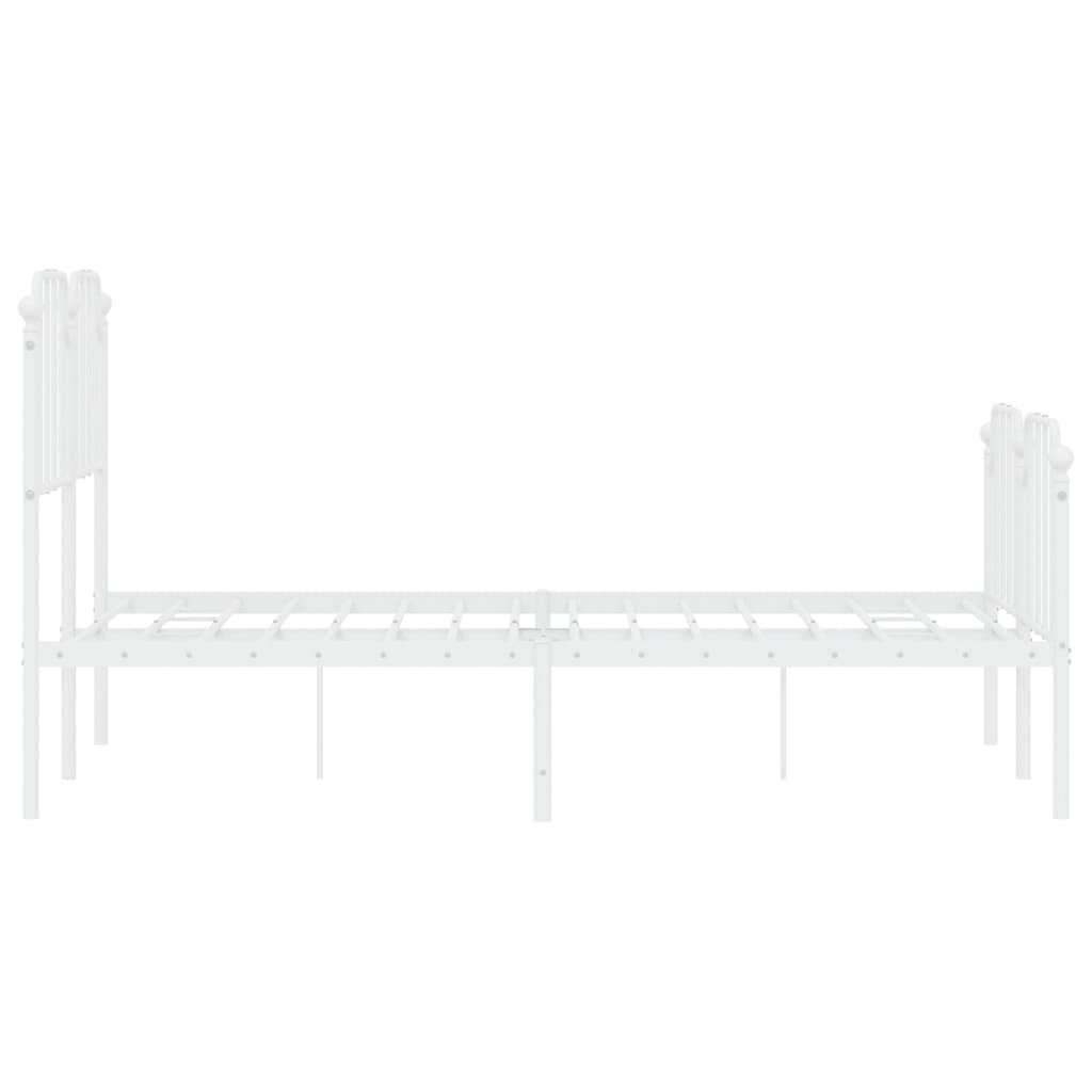 Cadre de lit métal sans matelas et pied de lit blanc 120x200 cm - XIOS