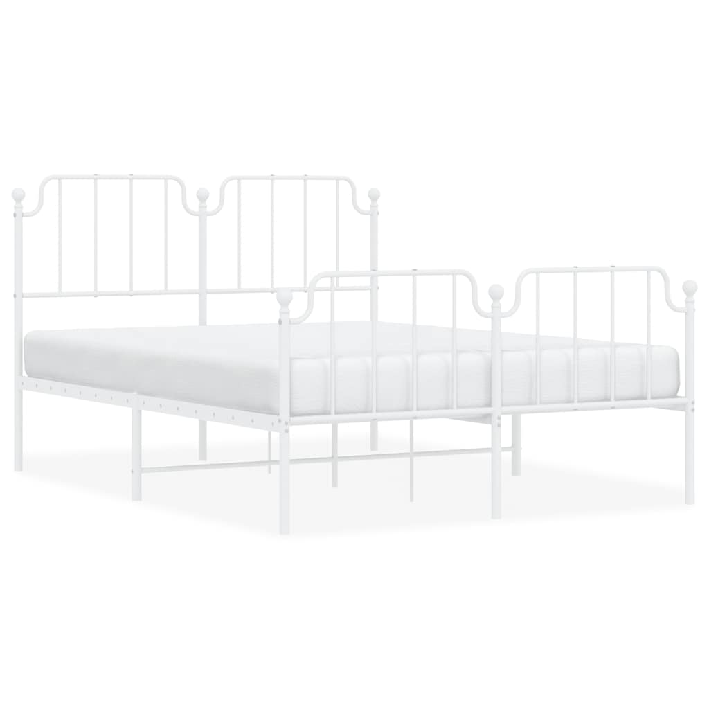Cadre de lit métal sans matelas et pied de lit blanc 135x190 cm - XIOS