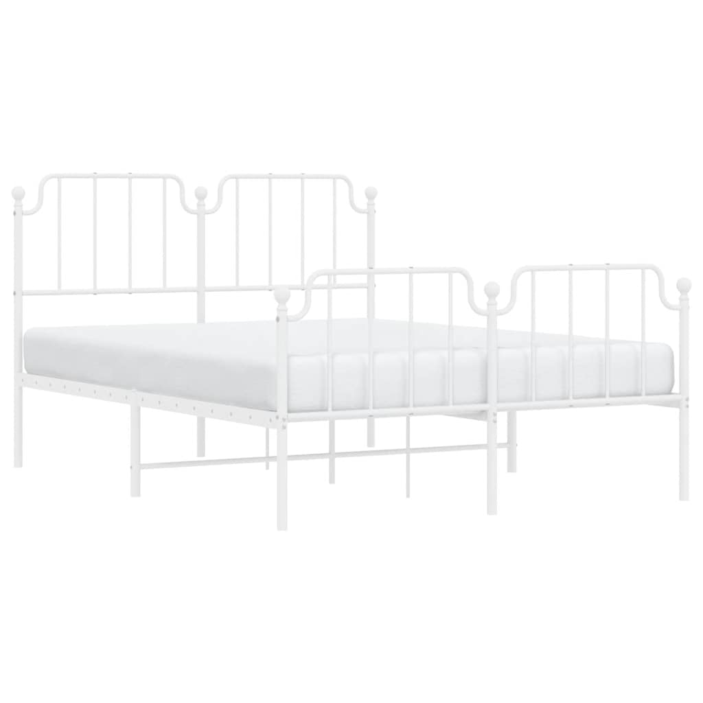 Cadre de lit métal sans matelas et pied de lit blanc 135x190 cm - XIOS