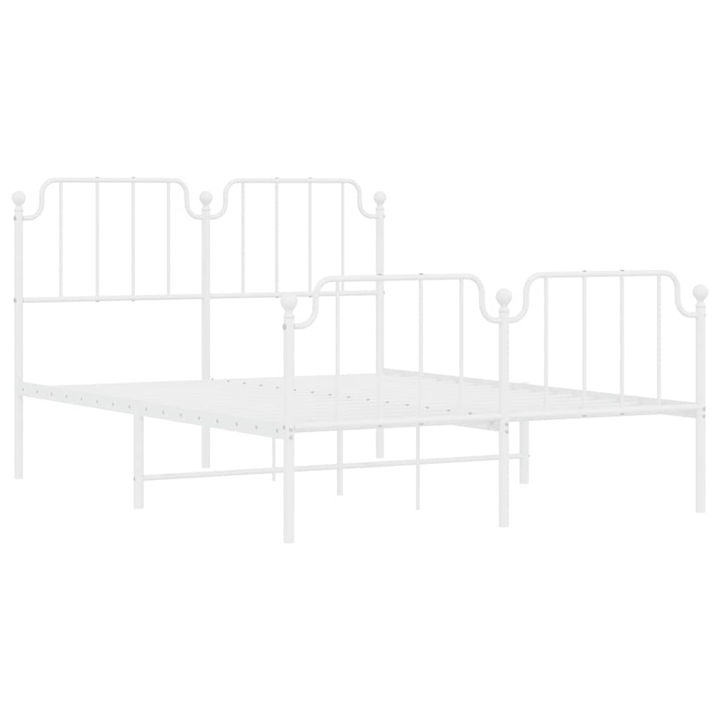 Cadre de lit métal sans matelas et pied de lit blanc 135x190 cm - XIOS