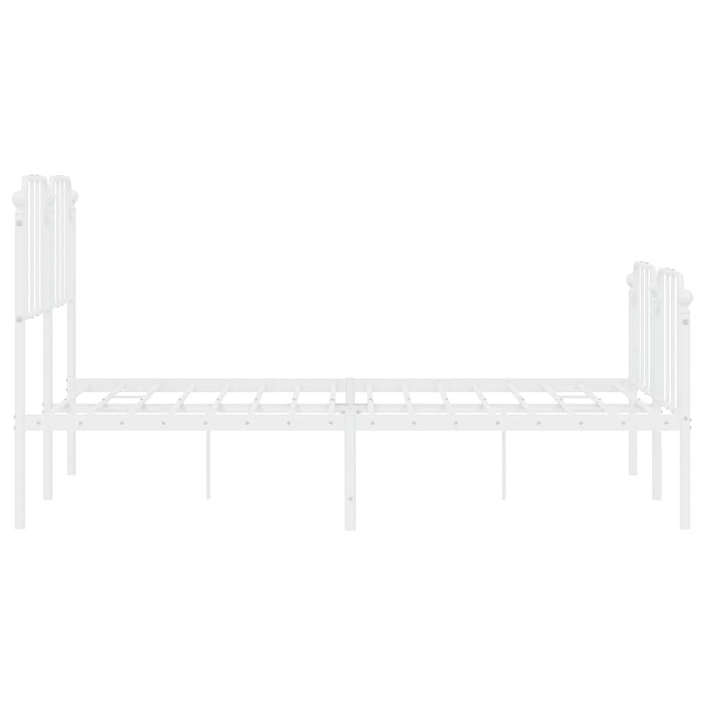 Cadre de lit métal sans matelas et pied de lit blanc 135x190 cm - XIOS