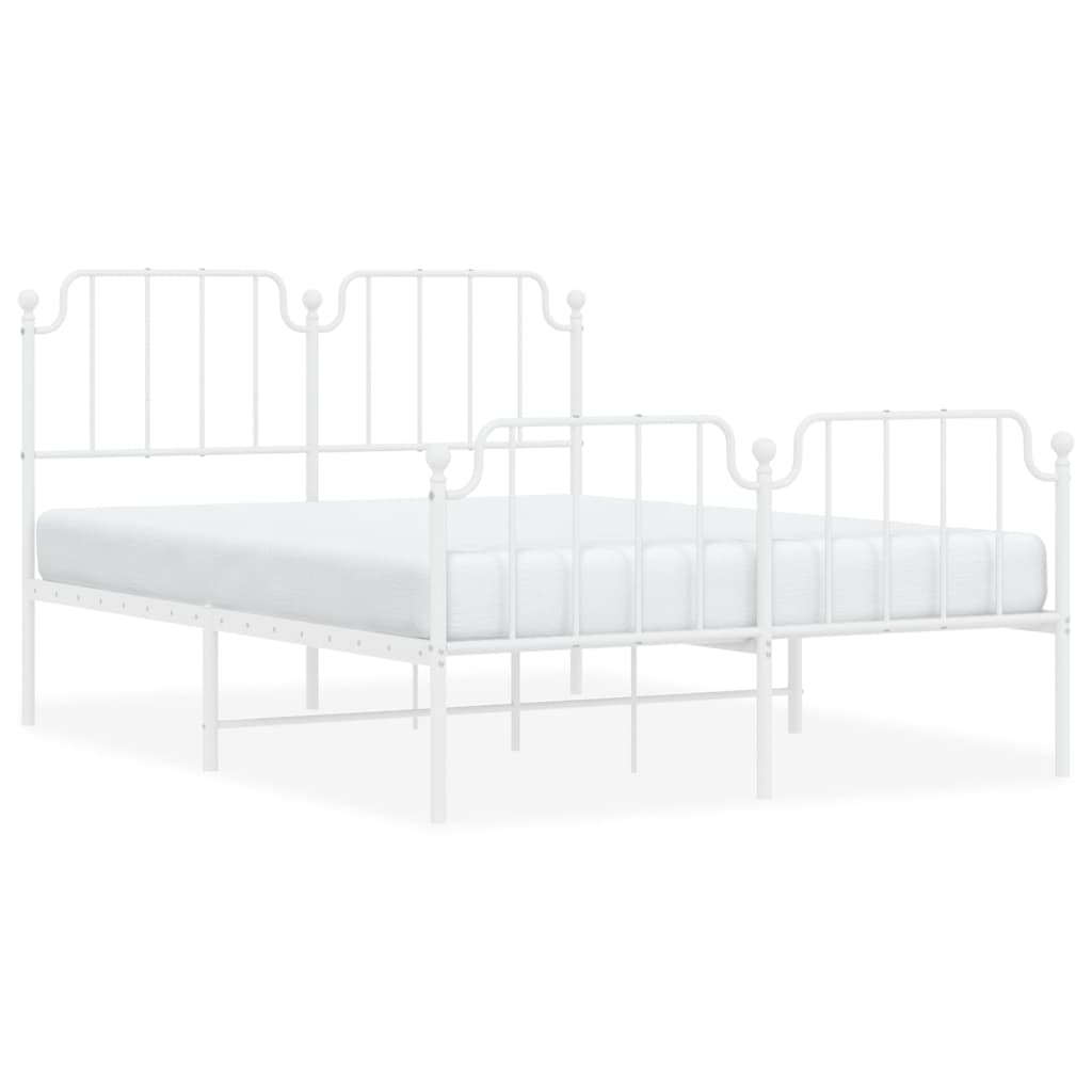 Cadre de lit métal sans matelas et pied de lit blanc 140x190 cm - XIOS