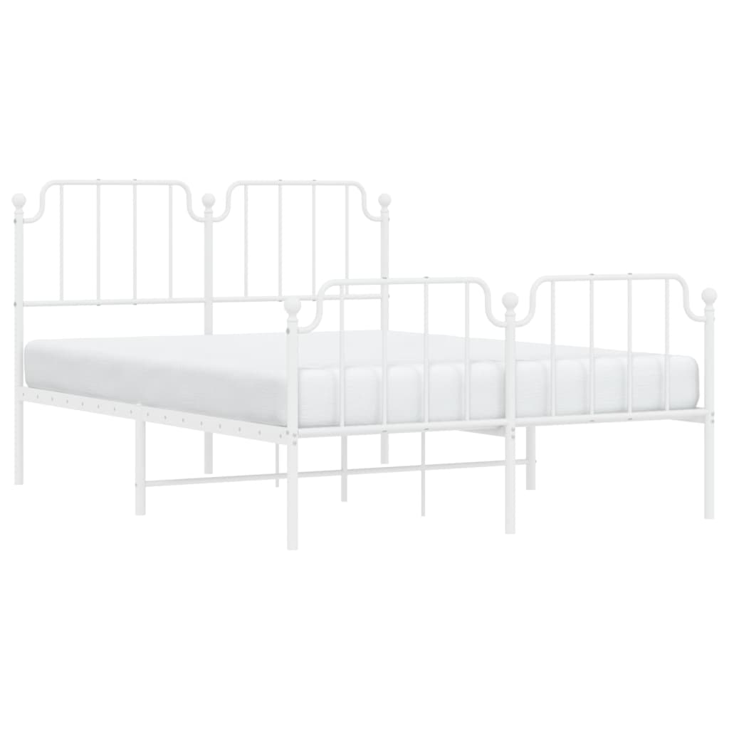 Cadre de lit métal sans matelas et pied de lit blanc 140x190 cm - XIOS