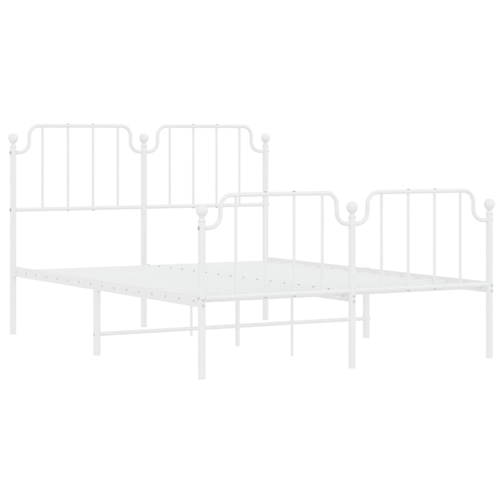 Cadre de lit métal sans matelas et pied de lit blanc 140x190 cm - XIOS