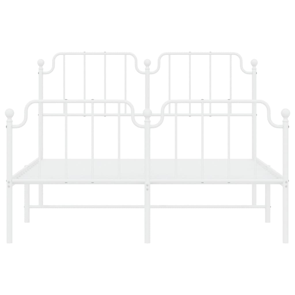 Cadre de lit métal sans matelas et pied de lit blanc 140x190 cm - XIOS