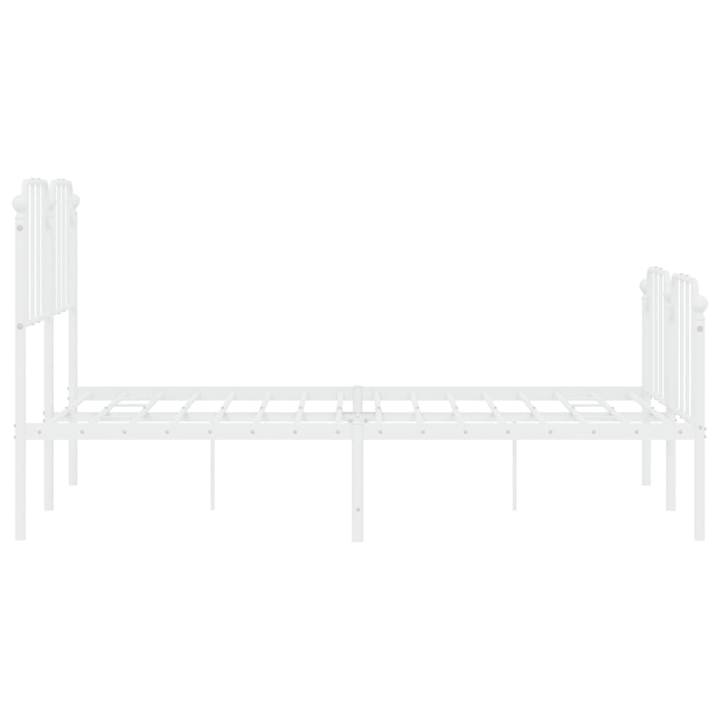 Cadre de lit métal sans matelas et pied de lit blanc 140x190 cm - XIOS