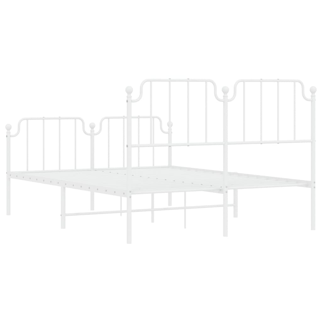 Cadre de lit métal sans matelas et pied de lit blanc 140x190 cm - XIOS