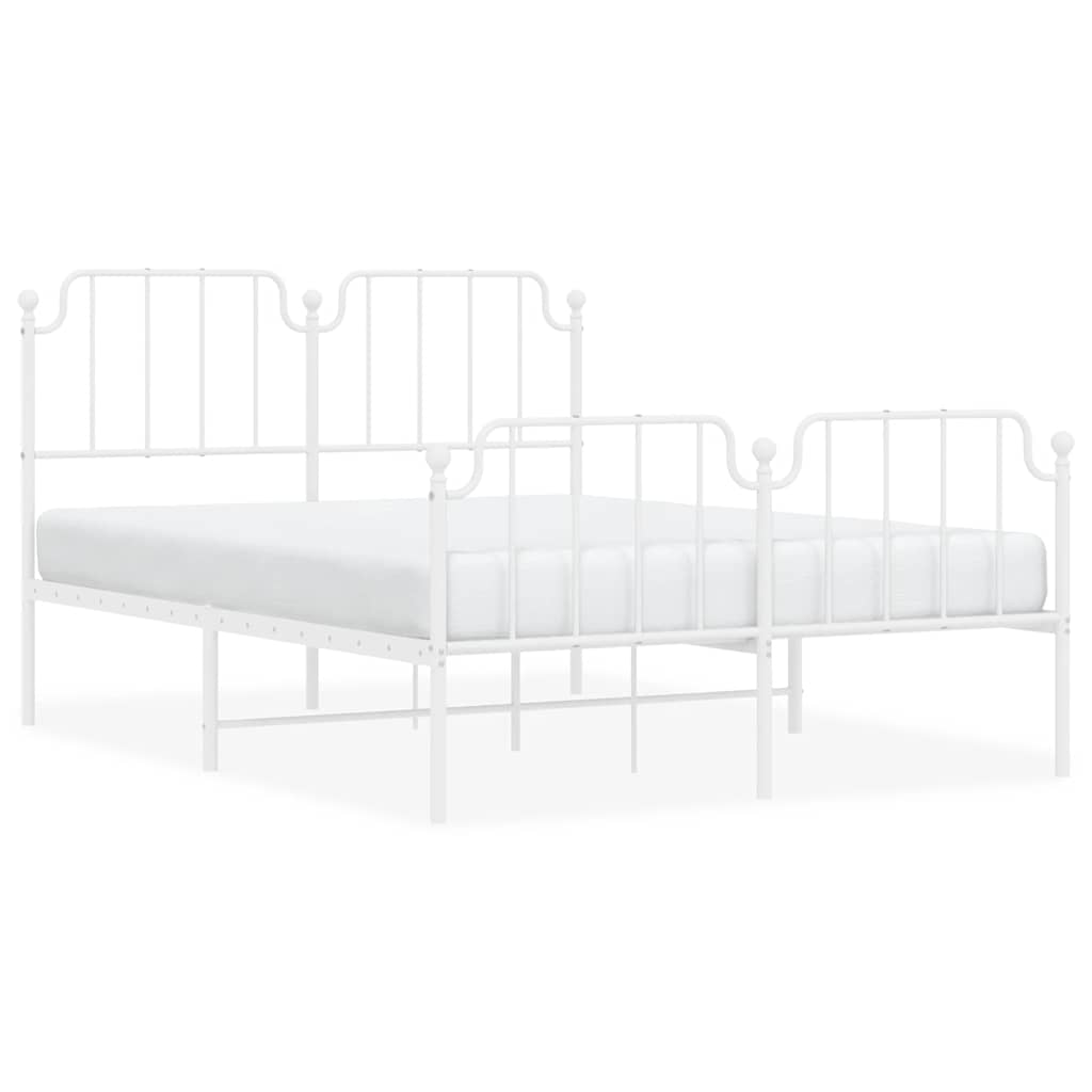 Cadre de lit métal sans matelas et pied de lit blanc 150x200 cm - XIOS