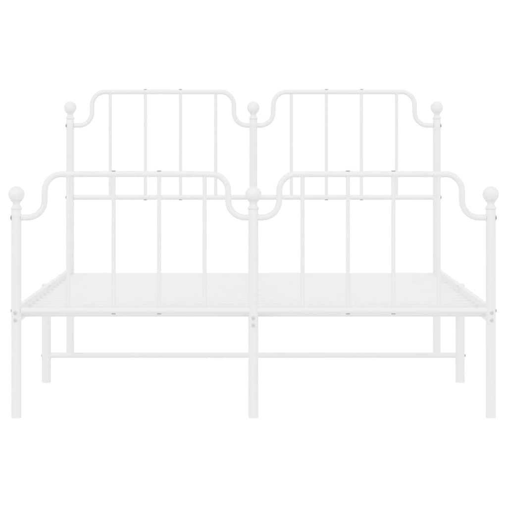Cadre de lit métal sans matelas et pied de lit blanc 150x200 cm - XIOS