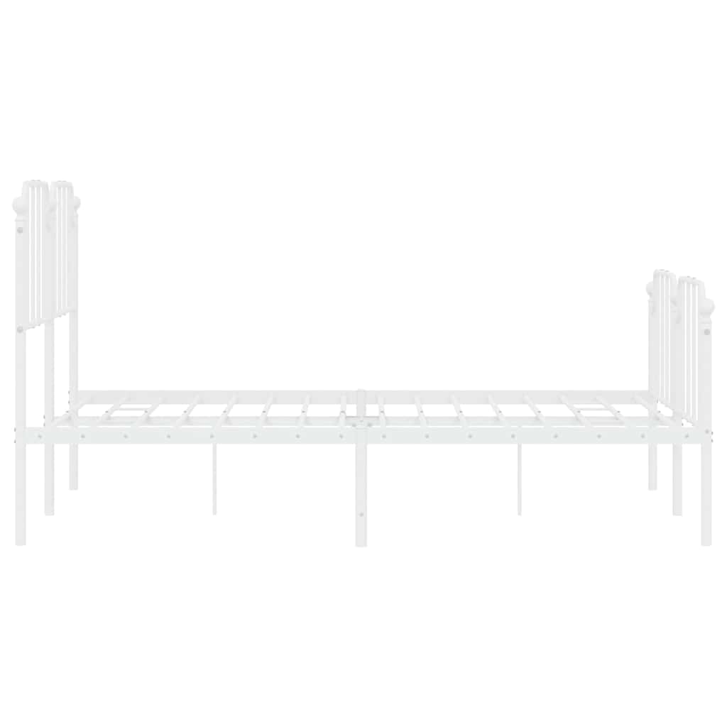 Cadre de lit métal sans matelas et pied de lit blanc 150x200 cm - XIOS