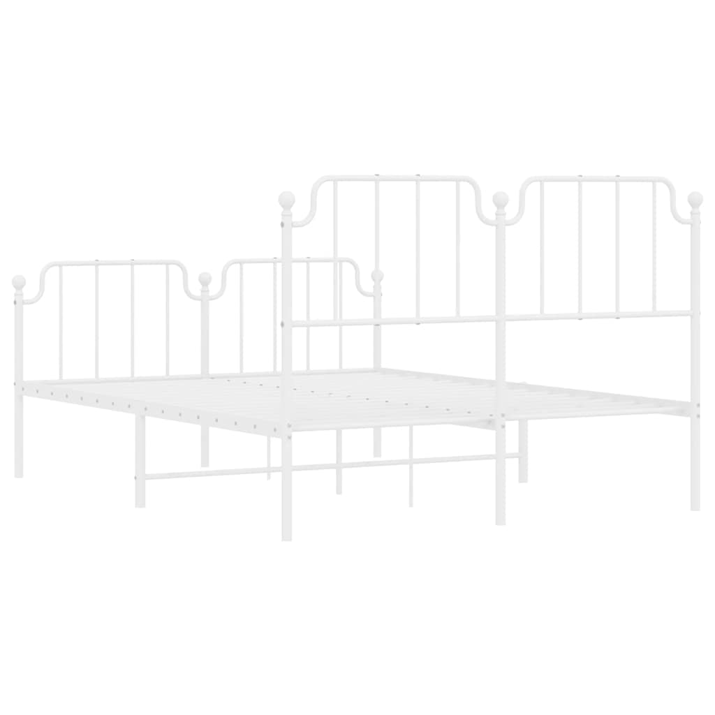 Cadre de lit métal sans matelas et pied de lit blanc 150x200 cm - XIOS