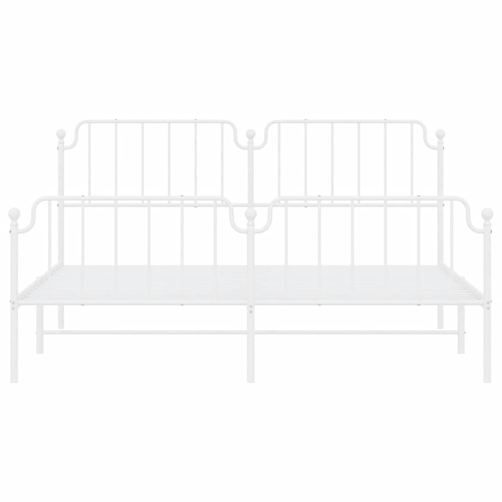 Cadre de lit métal sans matelas et pied de lit blanc 183x213 cm - XIOS