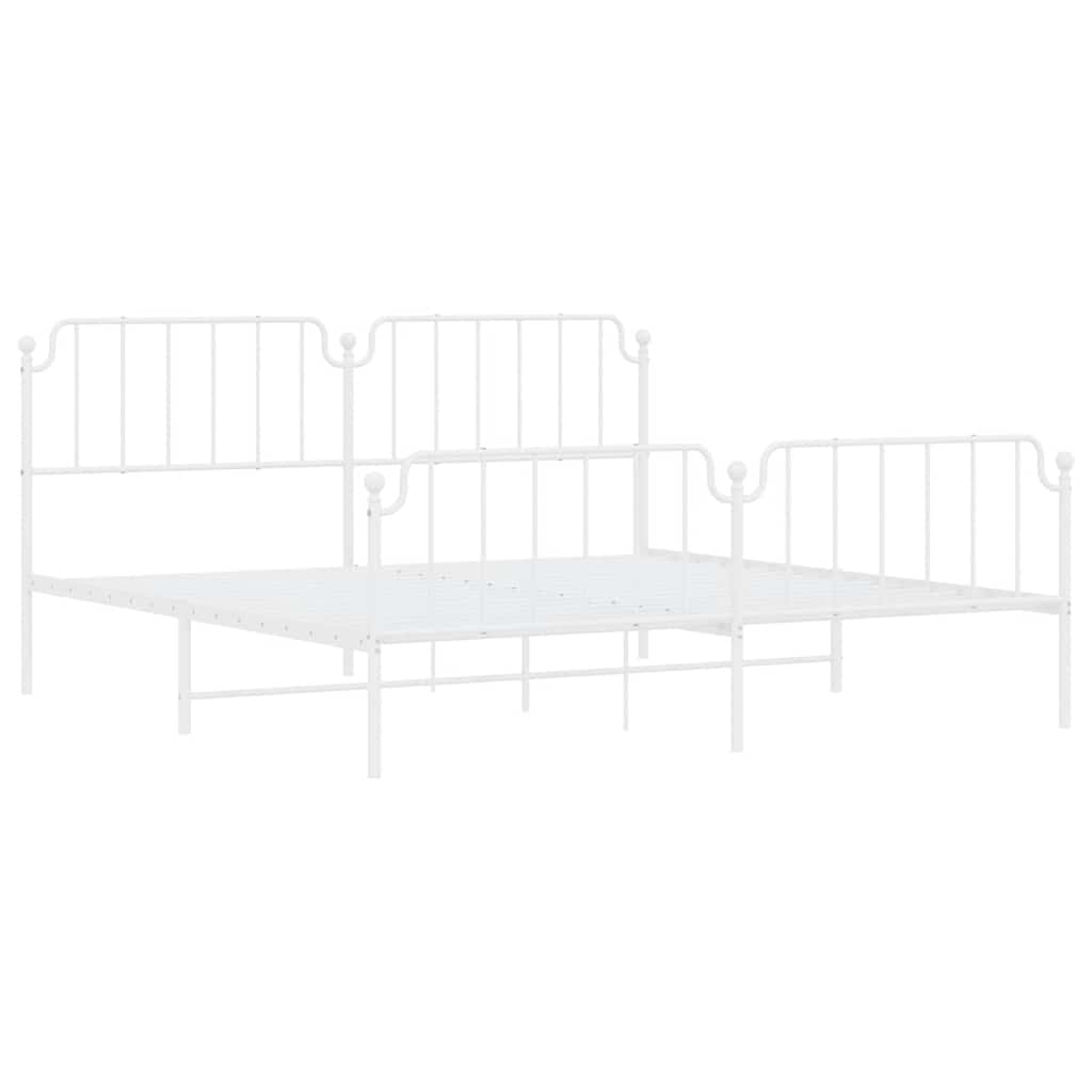 Cadre de lit métal sans matelas et pied de lit blanc 193x203 cm - XIOS