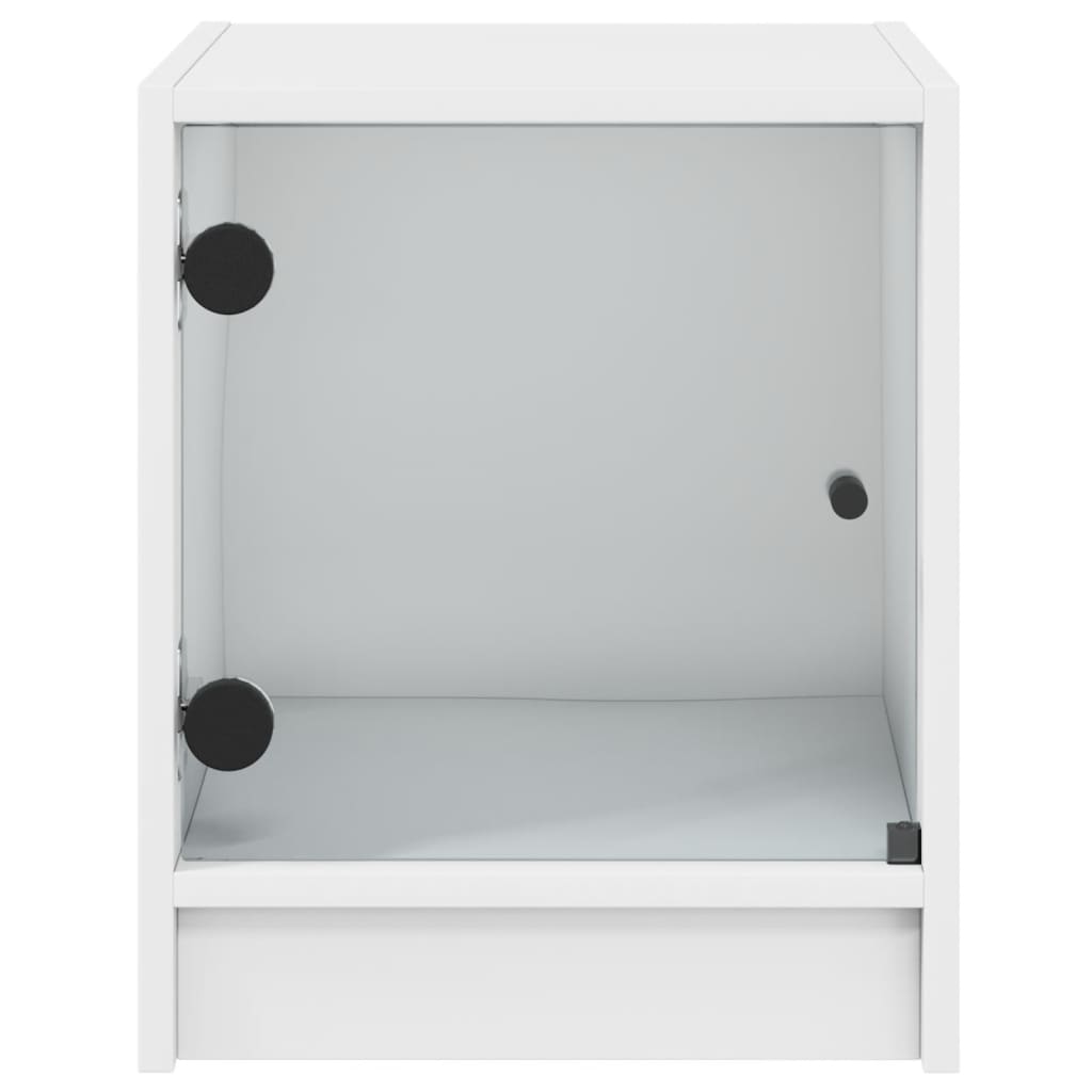 Tables de chevet avec portes en verre 2 pcs blanc 35x37x42 cm - XIOS