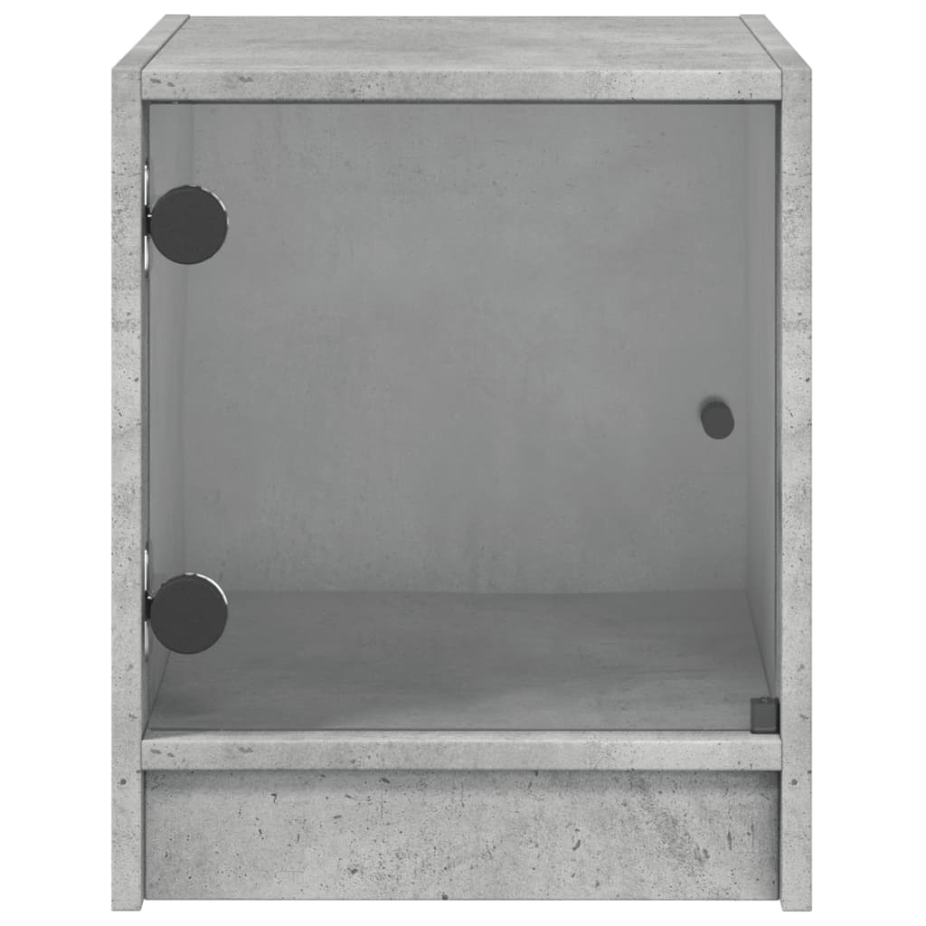 Tables de chevet et portes vitrées 2 pcs gris béton 35x37x42 cm - XIOS