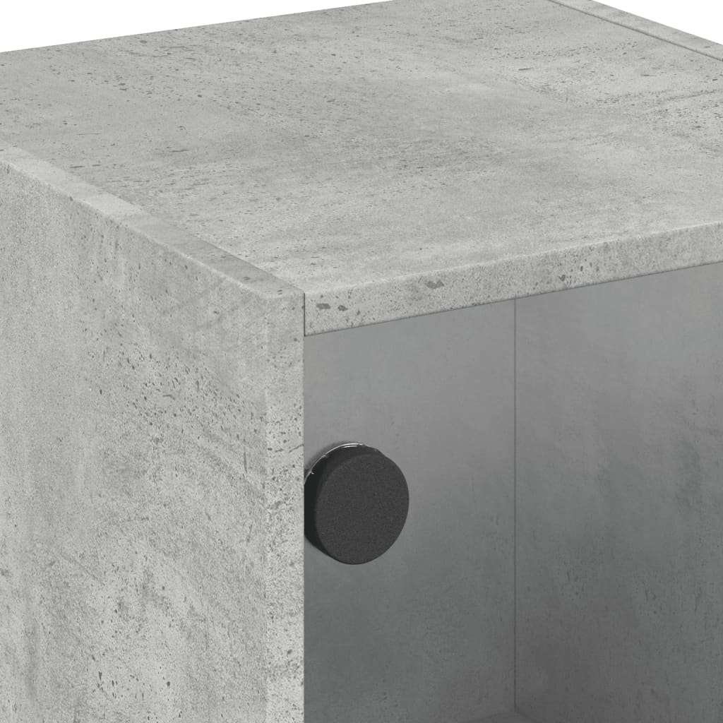 Tables de chevet et portes vitrées 2 pcs gris béton 35x37x42 cm - XIOS
