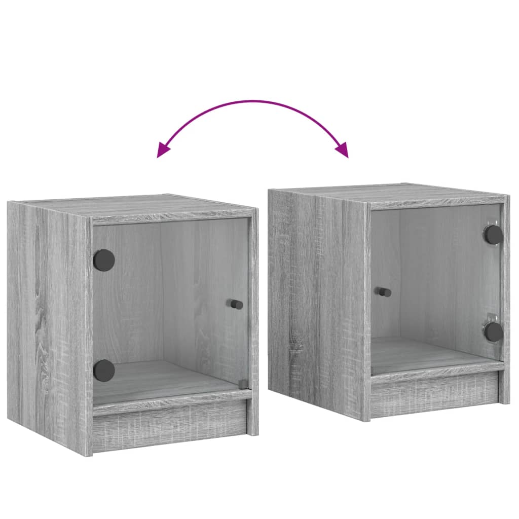 Table de chevet avec porte en verre sonoma gris 35x37x42 cm - XIOS