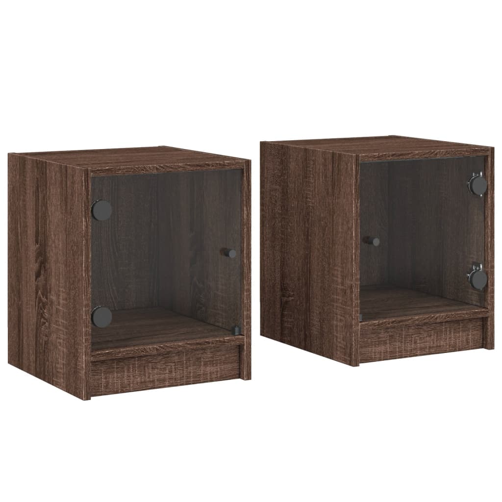 Tables de chevet et portes vitrées 2pcs chêne marron 35x37x42cm - XIOS
